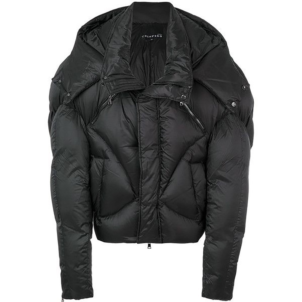 CHEN PENG Black Short Oversized Quilted Puffer Jacket - Picture 2 of 14